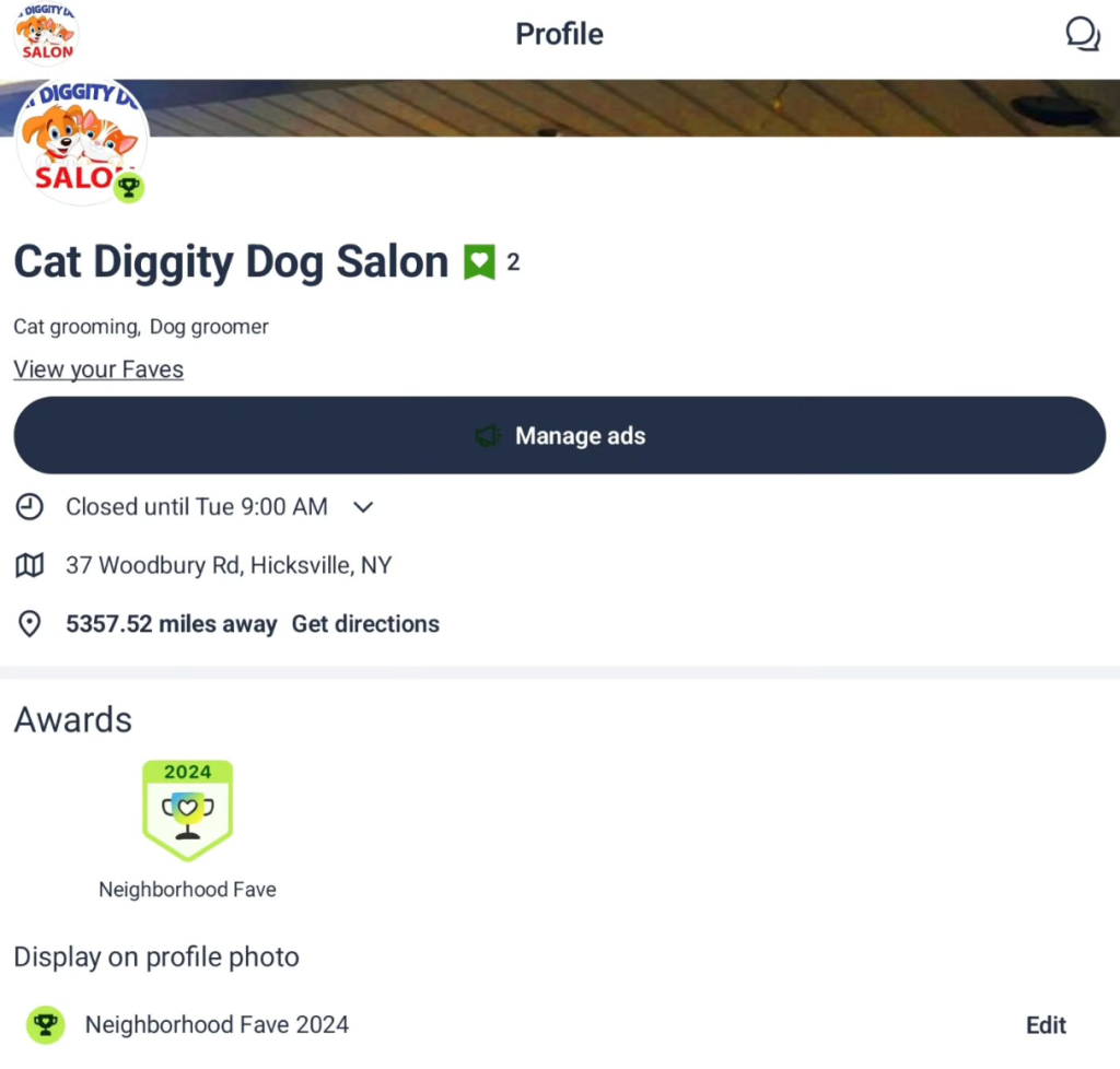 Thrilled to Be Named a 2024 Nextdoor Neighborhood Faves Winner: Why Cat Diggity Dog Salon is Hicksville Long Islands Grooming Glow-Up Screenshot 2025 10 04 203212 1024x978